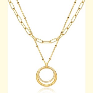 Layered Heart Necklace, Handmade 18K Gold Plated Dainty Choker With Arrow Bar Pendant for Women - 1 of 4
