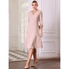 Hobemty Women's Flare V Neck 3/4 Sleeve Elegant A Line Midi Work Dress - 3 of 4