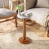 JIONJOY Farmhouse Pedestal End Table with Tray Top - Distressed White Finish, Solid Wood Legs - Compact Side Table - 2 of 4