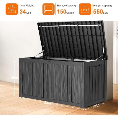 YARDGRACE large gallon resin deck box, lockable terrace indoor and outdoor storage box, waterproof storage box
