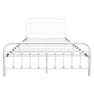 SEVOBAL Beds, Queen Size Metal Platform Frame with Victorian Headboard for Classic Bedroom Decor, White, 62.8"*17.72"*4.92" - 1 of 4