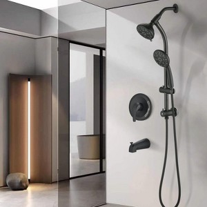 PAGED Rain Shower Head Wall Mounted Hand Held Shower Head with 5-Spray Patterns for Bathroom - 1 of 4