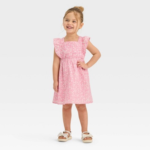 Toddler Girls' Floral Dress - Cat & Jack™ Pink 12M