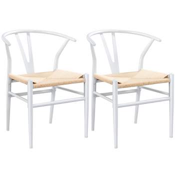 Yaheetech Modern Metal Weave Armchair Frame Dining Chair, Set of 2, for Living Room