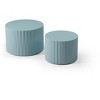 MDF Nesting Table Set of 2,Handcraft Round Coffee Table for Living Room/Leisure Area, Blue - 2 of 4