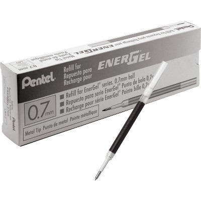 Pentel Gel Pen Refills f/EnerGel 0.7mm Fine 12/BX Black Ink LR7ABX