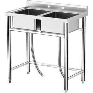 Coucheta Stainless Steel Utility Sink with Adjustable Legs, Spacious Compartment - for Indoor & Outdoor Use - 1 of 4