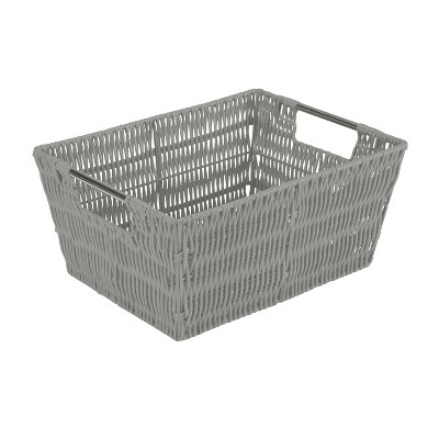 Coastal Charm Rattan Storage Tote Set with Stainless Steel Handles