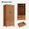 71" V Shape Tall Floor Storage Cabinet with 2 Doors and Drawers, Freestanding Wooden Large Farmhouse Entryway Cabinet, Rustic Brown - 2 of 4