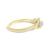 14K Yellow Gold Plated Silver 1/6 Cttw Diamond Swirl and Halo Promise Ring - 2 of 4