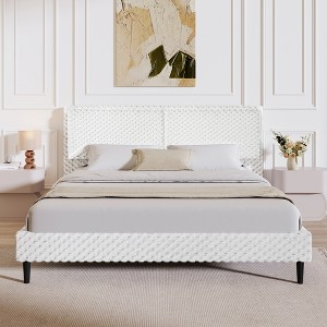Christopher Knight Home Cassandra Modern Plush Upholstered Bed with Headboard - 1 of 4