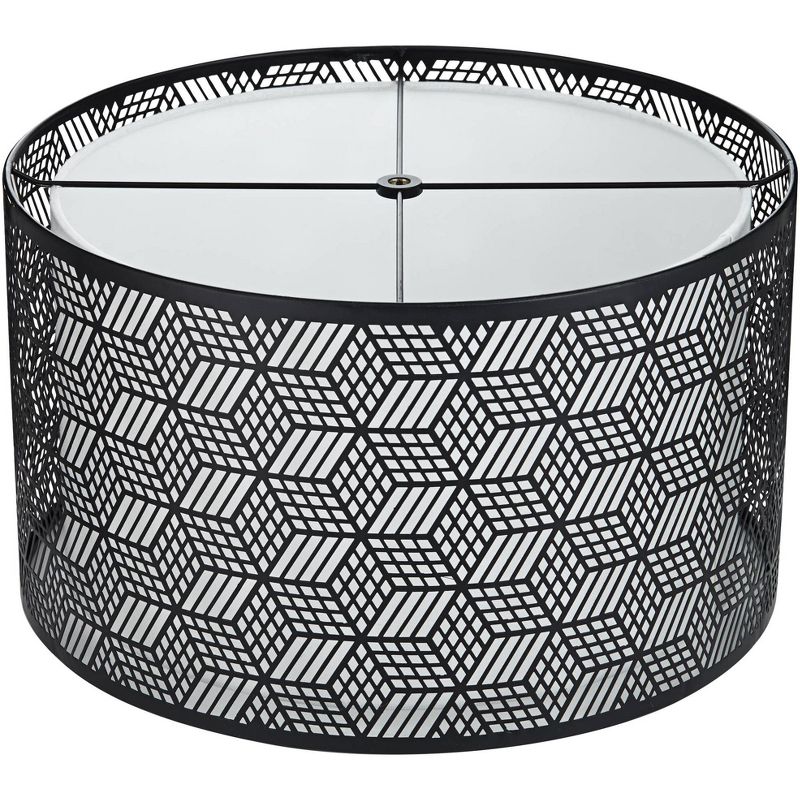 Springcrest Black Finish Laser Cut Metal Large Drum Lamp Shade 17" Top x 17" Bottom x 10" High (Spider) Replacement with Harp, 6 of 10