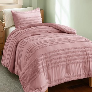 BAGOKIE Tufted Striped Bed Set with Comforter and Pillow Sham - 1 of 4