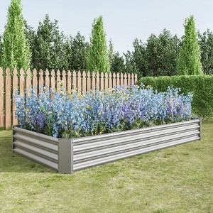 Lycvki 7.6x3.7x0.98ft Metal Raised Planter Garden Bed - 1 of 4
