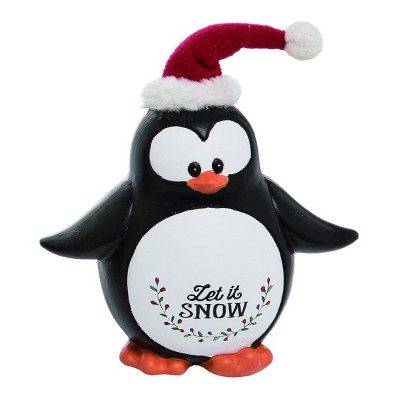 Transpac Terracotta 7 in. Black Christmas Penguin Figurine