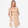 Anna-Kaci Women's Sleeveless Trench Coat with Button Front and Pocket Detail - 3 of 4