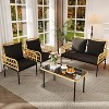 3-Piece Boho Outdoor Patio Furniture Set with Table, All-Weather Wicker Rattan Sectional Sofa with Cushions, Metal Frame - 3 of 4