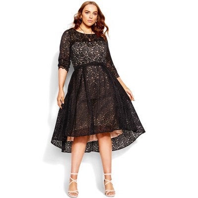 Women's Plus Size Lace Lover Dress - Black | City Chic : Target
