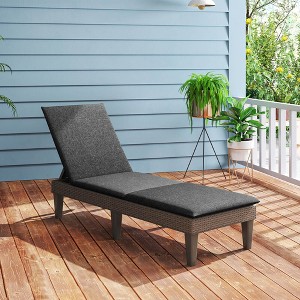 Costway Patio Lounge Chair Recliner Chair with 3-Position Adjustable Backrest & Cushion Blue/Gray/Orange/Red/White - 1 of 3