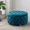 WestinTrends Round Velvet Tufted Storage Ottoman for Living Room Bedroom - 2 of 4