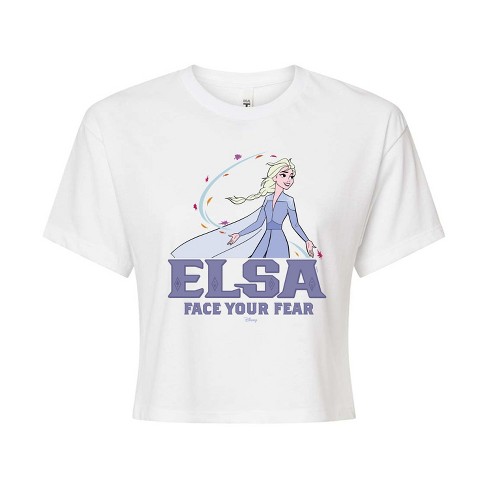 Women's - Frozen 2 - Elsa Face Your Fear Cropped Graphic T-Shirt - image 1 of 4