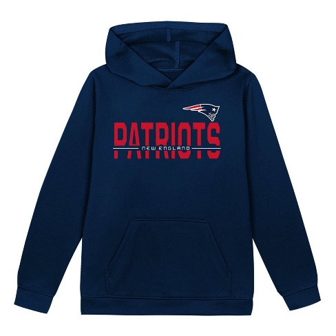 Nfl New England Patriots Boys Long Sleeve Performance Hooded Sweatshirt M Target