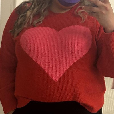 Women's Crewneck Pullover Valentines Day Sweater - A New Day™ Red Hearts Xl  : Target