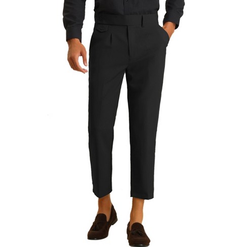 Lars Amadeus Men s Pleated Front Slim Fit Solid Business Cropped Pants Black 32 Target