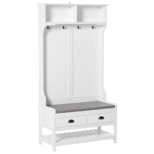 NicBex Hall Tree for Hallway,Modern Coat Racks with Hooks and Shoe Bench,Entryway Furniture for Hallway,Living Room,Bedroom,White - 1 of 4