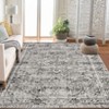 Retro Floral Distressed Area Rug Low Pile Washable Non Slip Floor Cover Home Floor Decor for Living Room - 3 of 4