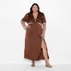 Women's Flutter Sleeve Satin Cap Maxi Bodycon Dress - Wild Fable™ Dark Brown - 2 of 3