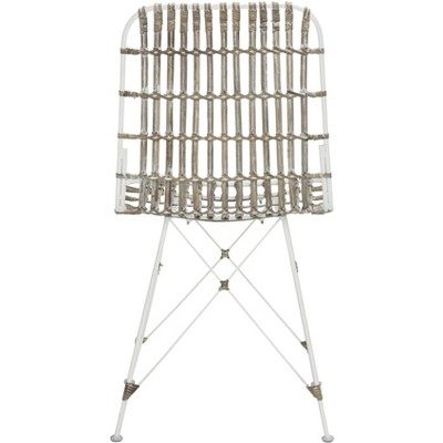 Minerva White Rattan Cane Dining Chair Set with Hairpin Legs