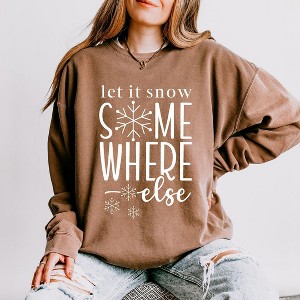 Simply Sage Market Women's Lightweight Garment Dyed Graphic Sweatshirt Snow Somewhere Else - 1 of 4