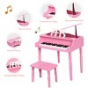 Infans 30-Key Classic Baby Grand Piano Toddler Toy Wood w/ Bench & Music Rack Pink - 4 of 4