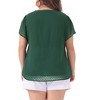 Agnes Orinda Women's Plus Size Pin Dots V Neck Smocked Bell Short Sleeve Top - 4 of 4