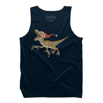 Men's Design By Humans Christmas Velociraptor By Ayota Tank Top