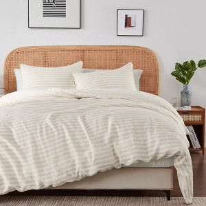 Peace Nest Linen Cotton Blend Duvet Cover Set, Durable, Breathable & Moisture-Wicking, 3 Piece Bedding Set with Pillow Shams - 1 of 4