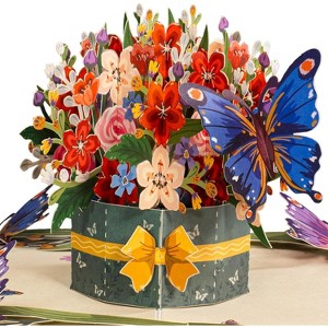 Frndly by Paper Love, Flower and Butterflies 3D Pop Up Card, For All Occasion - Handcrafted 100% Recycled and Eco-Friendly, 8" x 6" Cover - 1 of 4