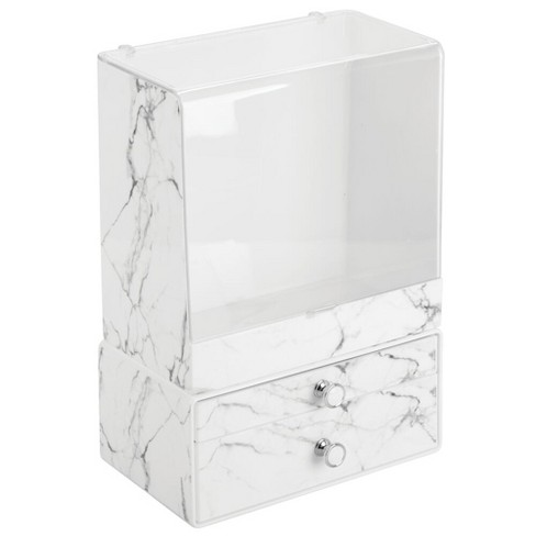 mDesign Decorative Bathroom Vanity Makeup Storage Organizers, Set of 2 - Marble - image 1 of 4