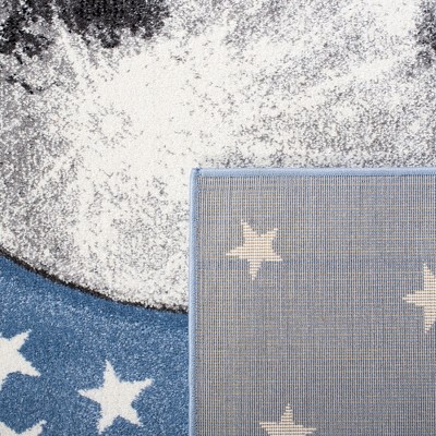 Gray Round Non-slip Synthetic Kids Area Rug, 47-inch