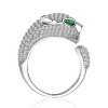 Guili Panther Head Open Band Ring with Emerald Green and Clear Cubic Zirconia Accents for a Fierce, Stylish, and Eye-Catching Statement Look - 2 of 3