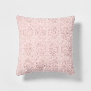 Stonewashed Chenille Square Throw Pillow Pink - Threshold