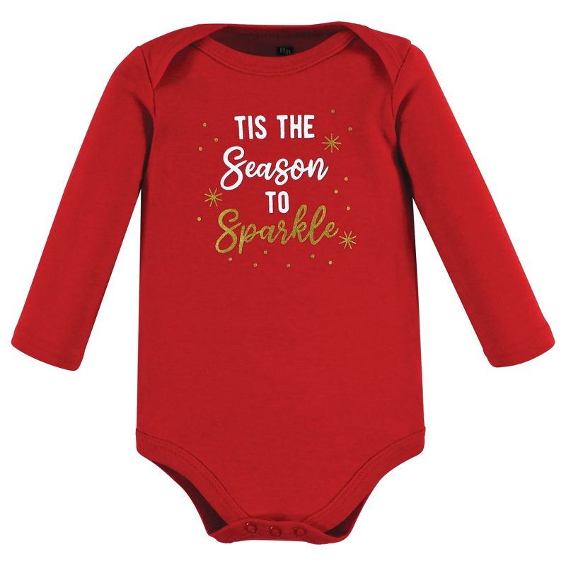 Hudson Baby Infant Girl Cotton Long-Sleeve Bodysuits, Girl Christmas Sayings, 4 of 7