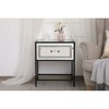 Elegant Lighting 21 inch mirrored one drawer end table in black - 2 of 4