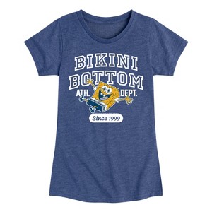 Girls' - Spongebob Squarepants - Bikini Bottom Ath Dept Fitted Short Sleeve Graphic T-Shirt - 1 of 4