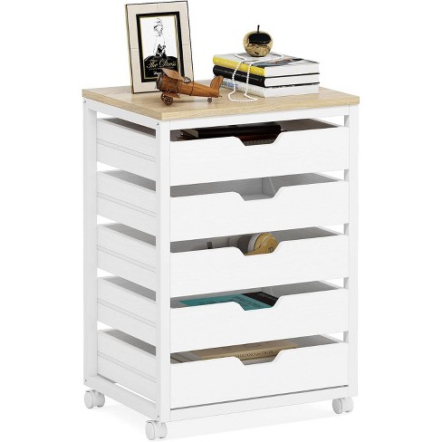 Tribesigns 5-Drawer Chest of Storage Cabinet, Wood Storage Cabinet with Wheels - image 1 of 4