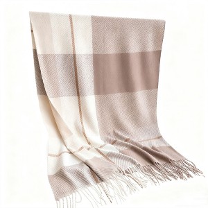 Anna-Kaci Soft Winter Plaid Scarf with Warm Cozy Feel and Fringe Trim 78.5×26 Inches - 1 of 4