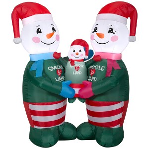 Gemmy Christmas Airblown Inflatable Hugging Snow Family in PJs Scene, 4 ft Tall, Multi - 1 of 4
