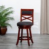 FURNIinspire Counter And Bar Stools Swivel Bar Stool Counter Stool, Vintage Bar Chair With Backrest, Cherry Frame, Charcoal Fabric Seat, 24"*24"*45" - 2 of 4