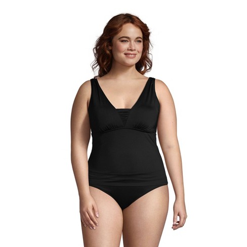 Lands' End Women's Plus Size Chlorine Resistant Tummy Control Grecian  Tankini Swimsuit Top Adjustable Straps - 26w - Black : Target